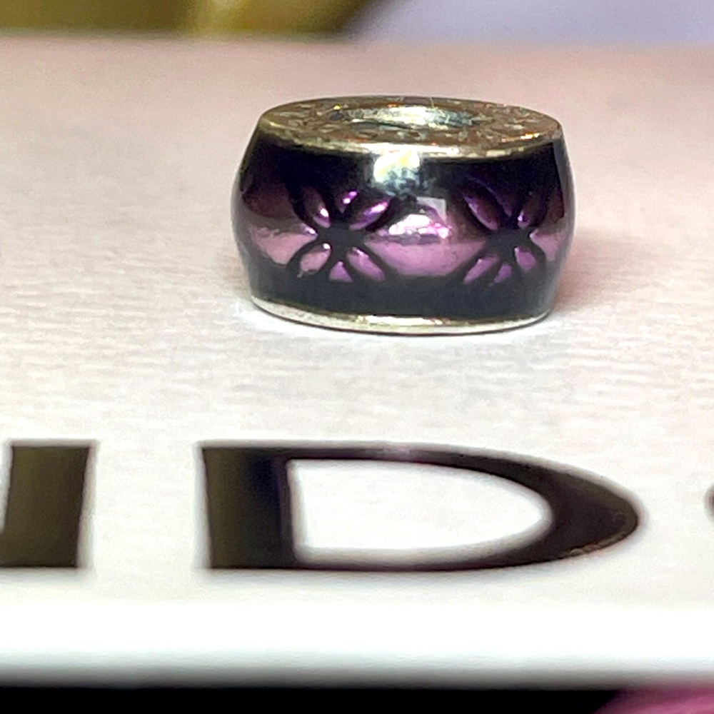 Authentic Pandora Vintage Floral Spacer charm enamel and sterling silver